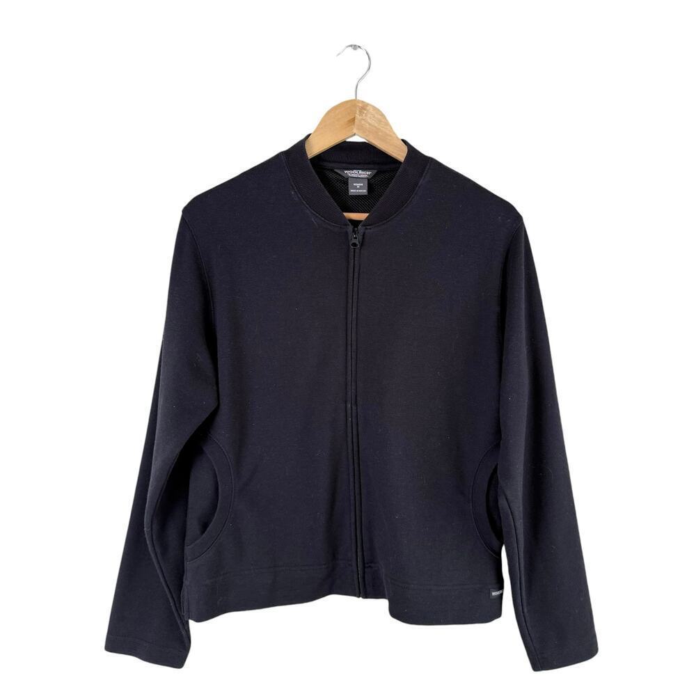 Woolrich Full Zip Short Jacket‎ in Black Stretch Cotton, Size Medium